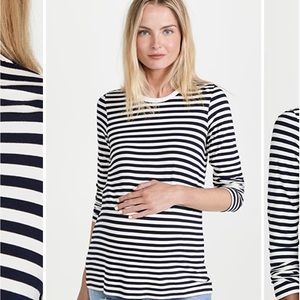 Hatch The Fitted Long Sleeve Tee in 0 in Navy/Ivory Stripe